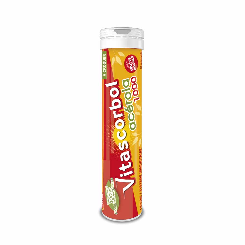 Vitascorbol Acérola 1000 Fatigue Goût Fruits Rouges 18 comprimés