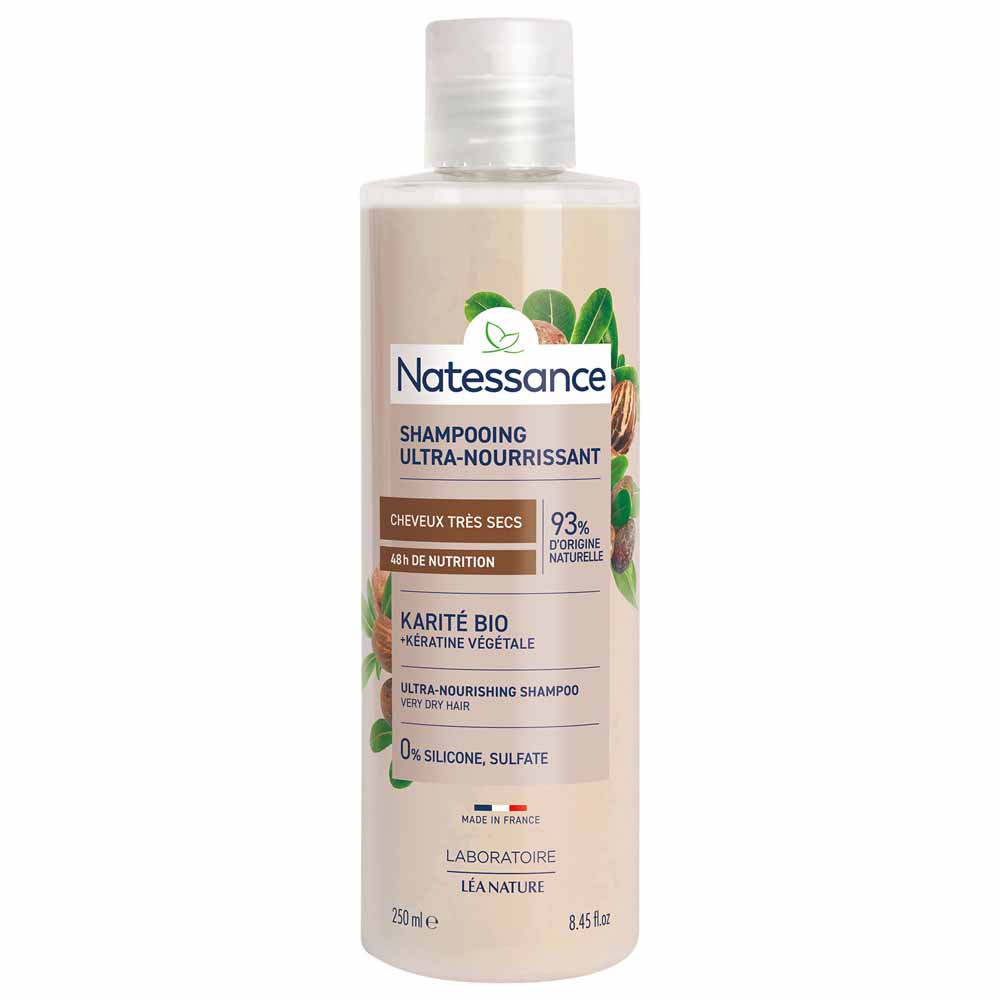 Natessance Capillary Ultra-nourishing shea & plant keratin shampoo very dry, curly or coily hair 250 ml
