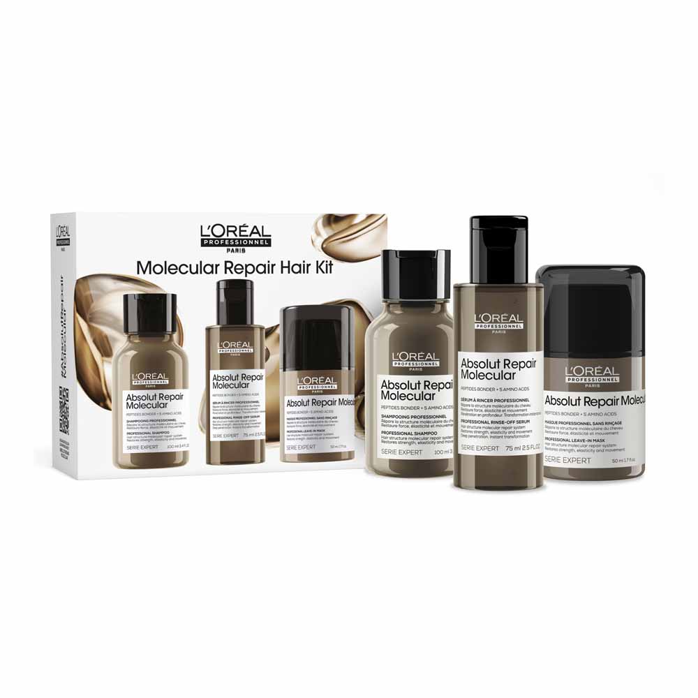 L'Oréal Professionnel Absolut Repair Molecular Repair Shampoo Rinse-Off Serum and Masks Kit Damaged Hair