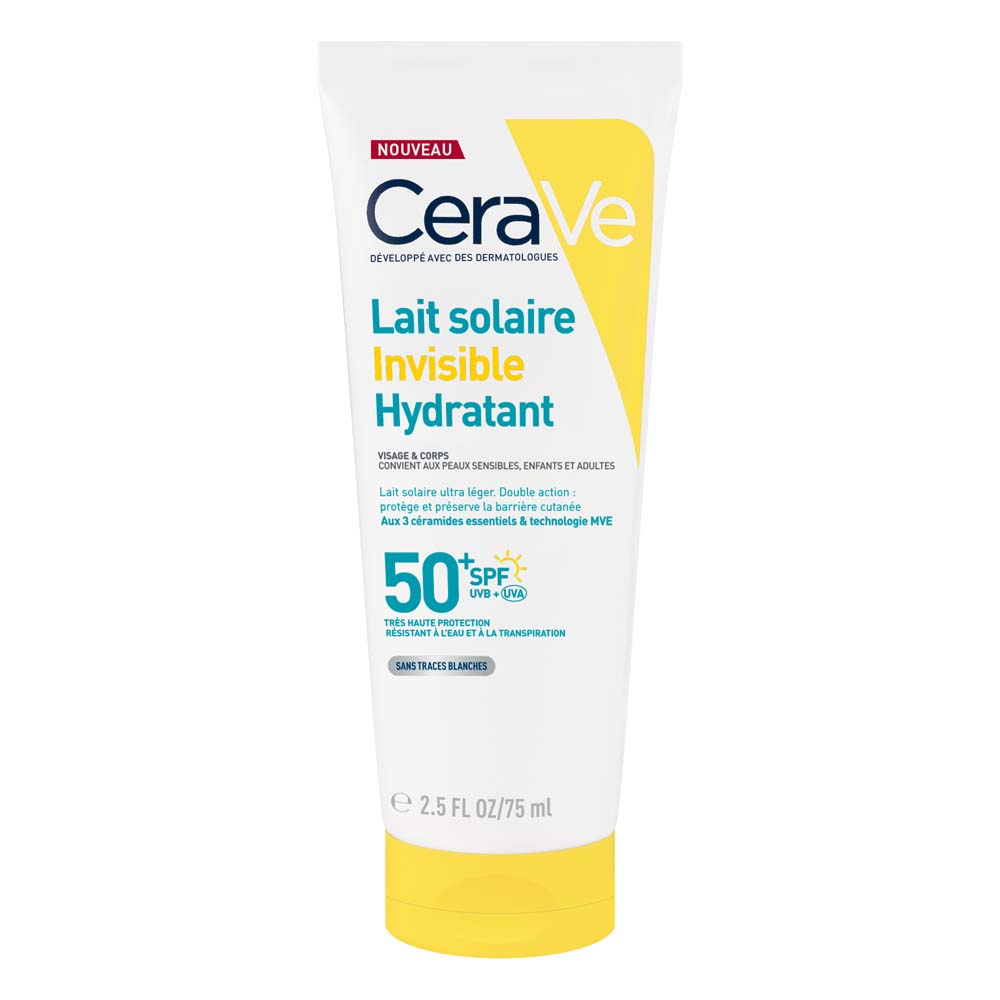 Cerave Invisible hydrating sun milk SPF50+ high protection face and body 75 ml