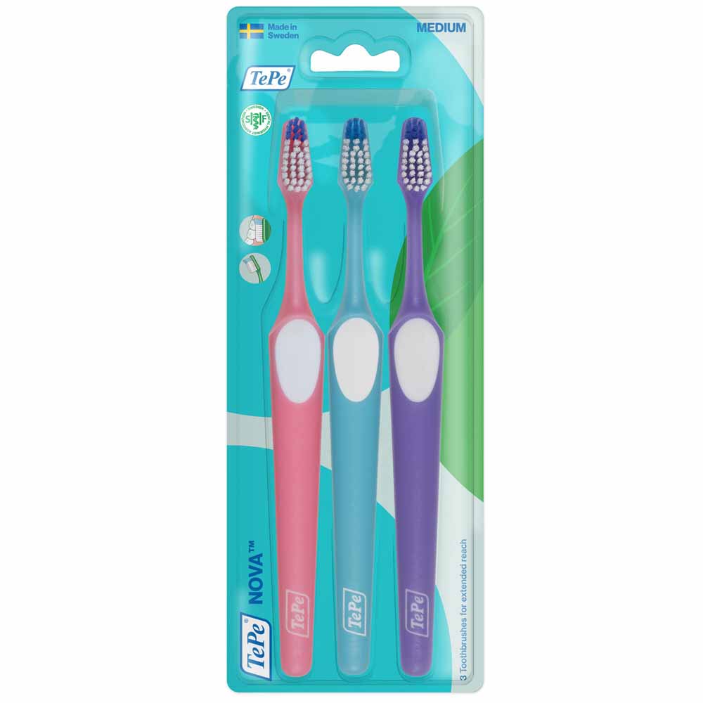 TePe Nova medium toothbrush 3 x