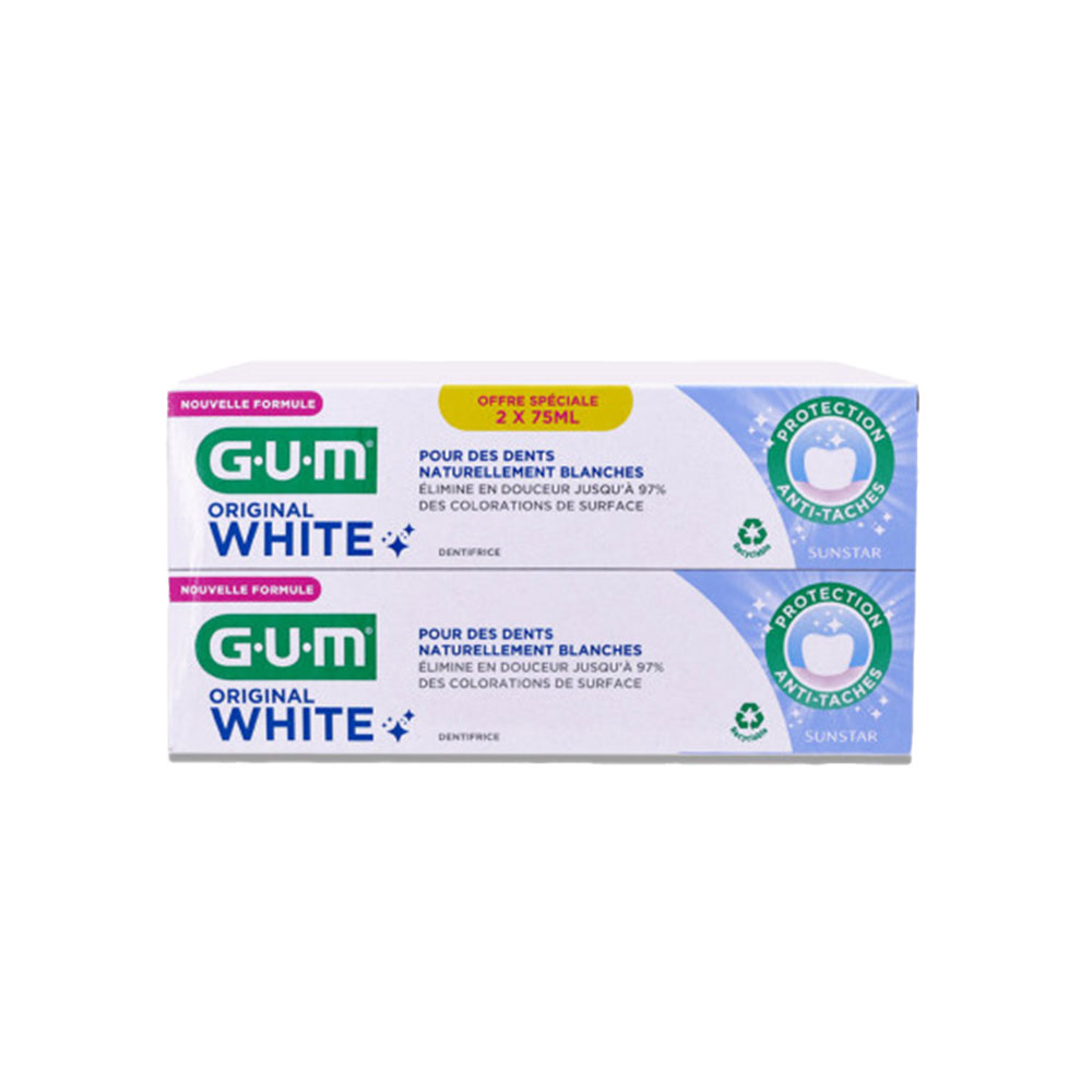 Gum Original White Anti-Stain Toothpaste Set 2 x 75 ml