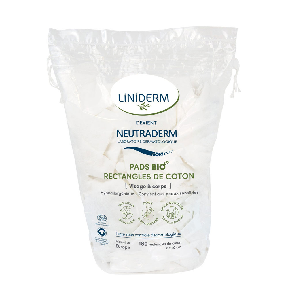 Neutraderm Organic pads 8 x 10 cm pads 180 cotton pads