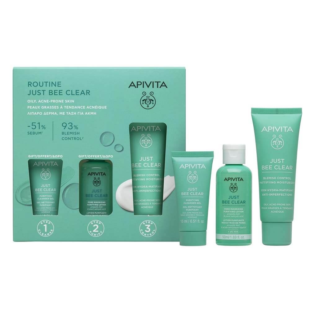 Apivita Just Bee Clear Blemish control routine gift set