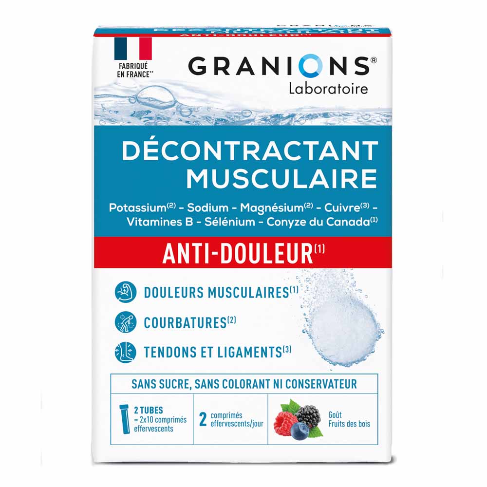 Granions Muscle relaxant pain relief berry flavour 2 x 10 effervescent tablets