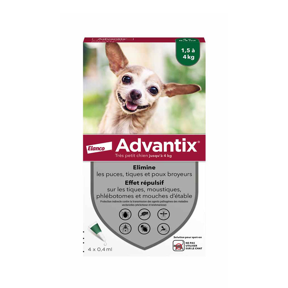 Advantix Pipettes for very small dogs 1.5 to 4 kg 4 x 0.4 ml