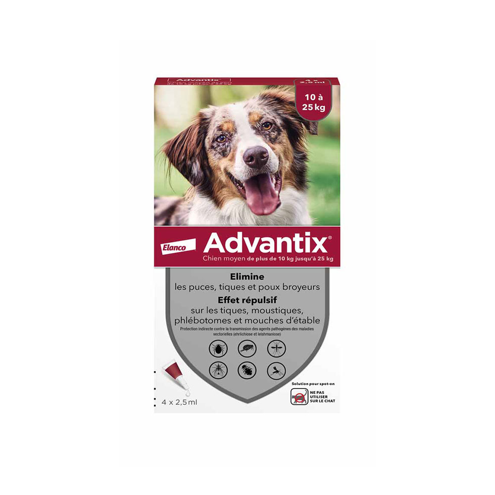 Advantix Pipettes for medium dogs 10–25 kg 4 x 2.5 ml