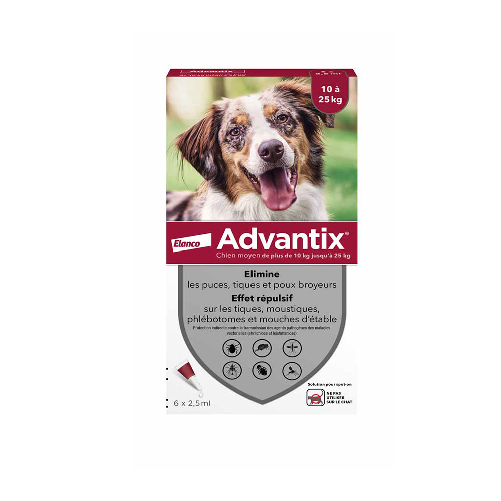 Advantix Pipettes for medium dogs 10–25 kg 6 x 2.5 ml