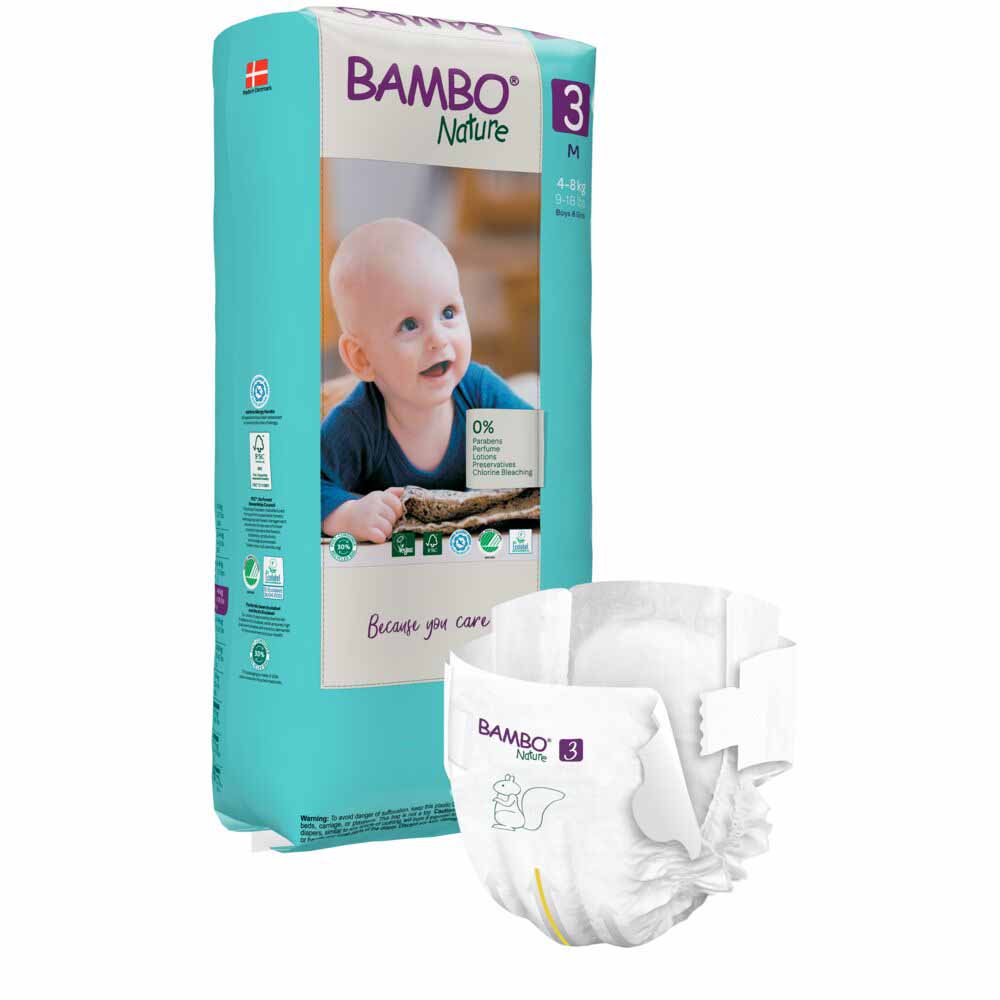 Bambo Nature Nappies M Size 3 4 to 8 kg x52
