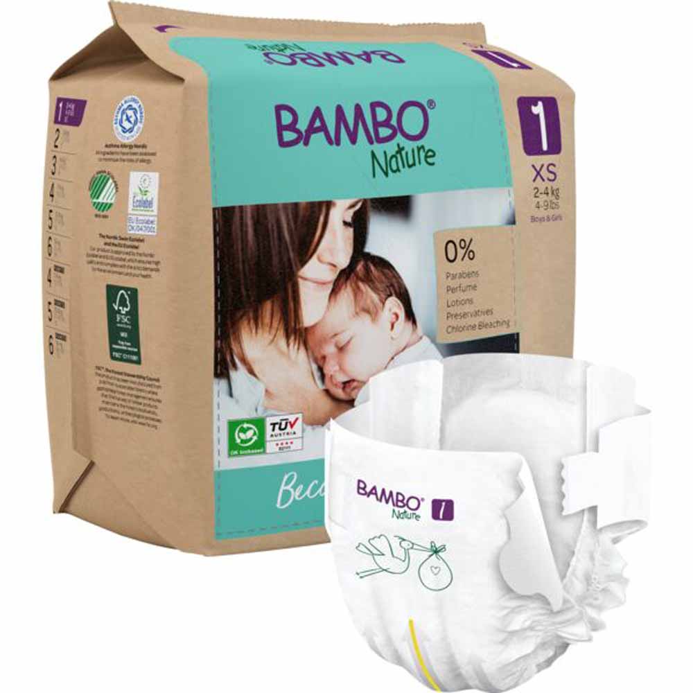 Bambo Nature Nappies XS Size 1 2 to 4 kg x22
