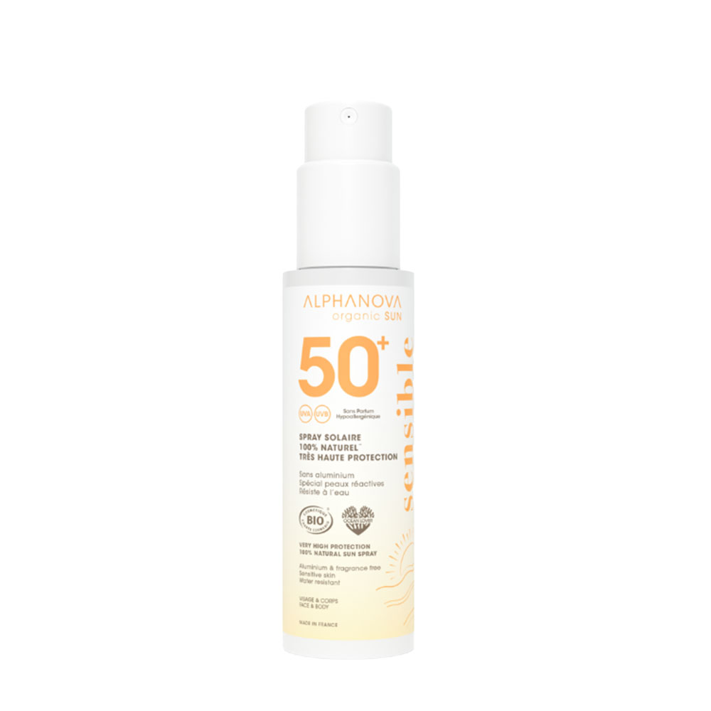 Alphanova Organic Sun Fragrance-Free SPF50+ Sensitive Sun Spray 100 g