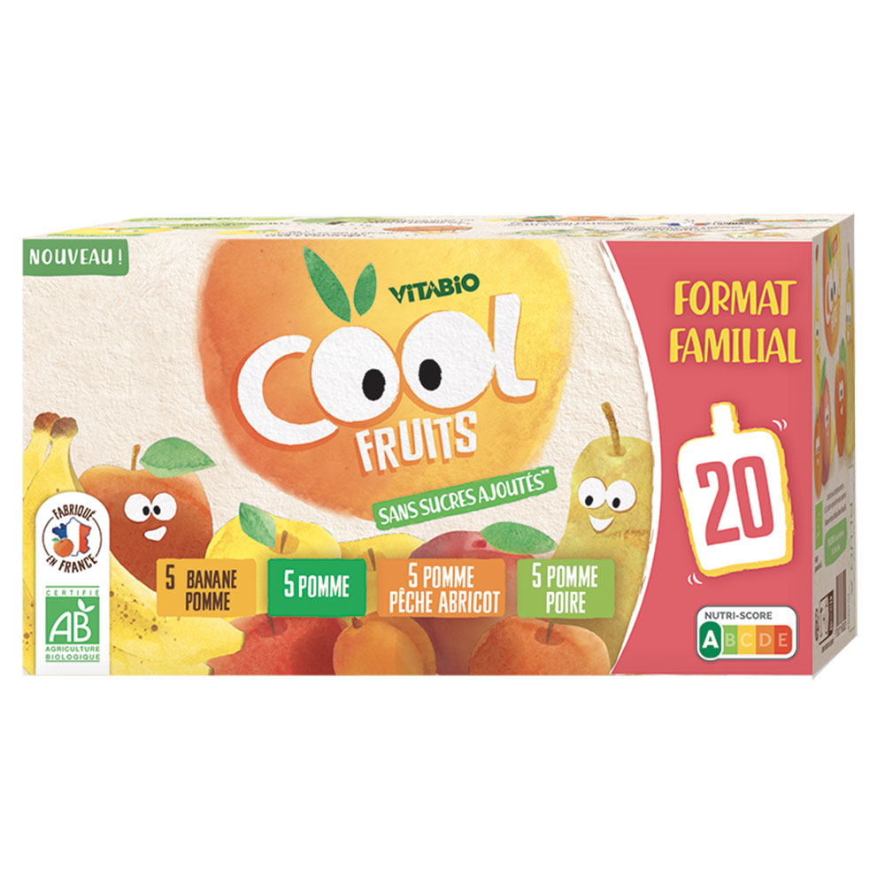 Vitabio Cool Fruits Cool Fruit Children Compotes In Flasks Dès 3 Ans 12x90g