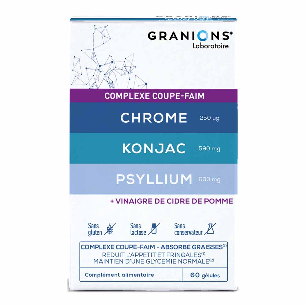 Granions Hunger Suppressant with Chrome, Konjac and Psyllium 60 capsules