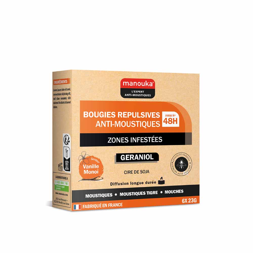 Manouka Monoï anti-mosquito candle x 6