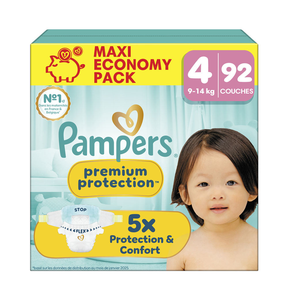 Pampers Premium Size 4 nappies (9-14 kg) 92 units