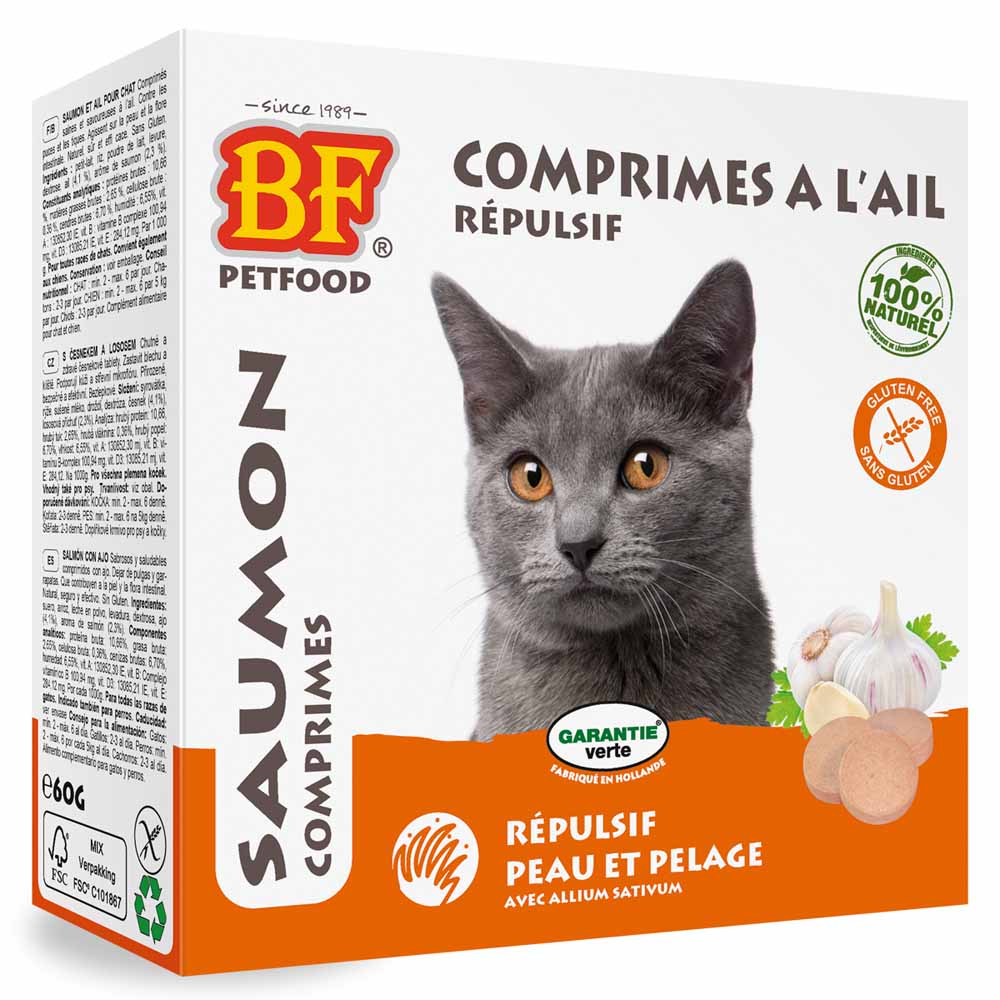 Biofood BF Petfood Garlic repellent for skin and coat for cats salmon flavour 100 tablets