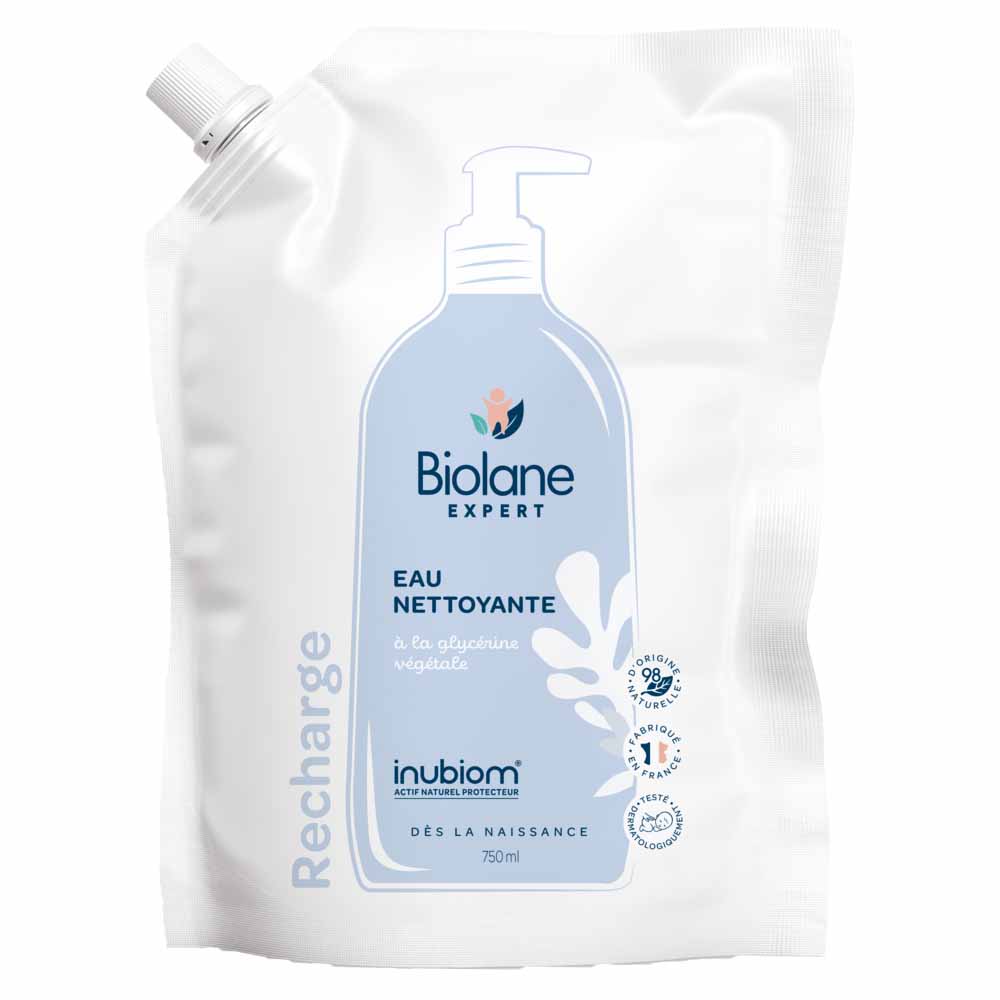 Biolane Expert Eco-Refill no-rinse organic cleansing water soothes with plant-based glycerin 750 ml