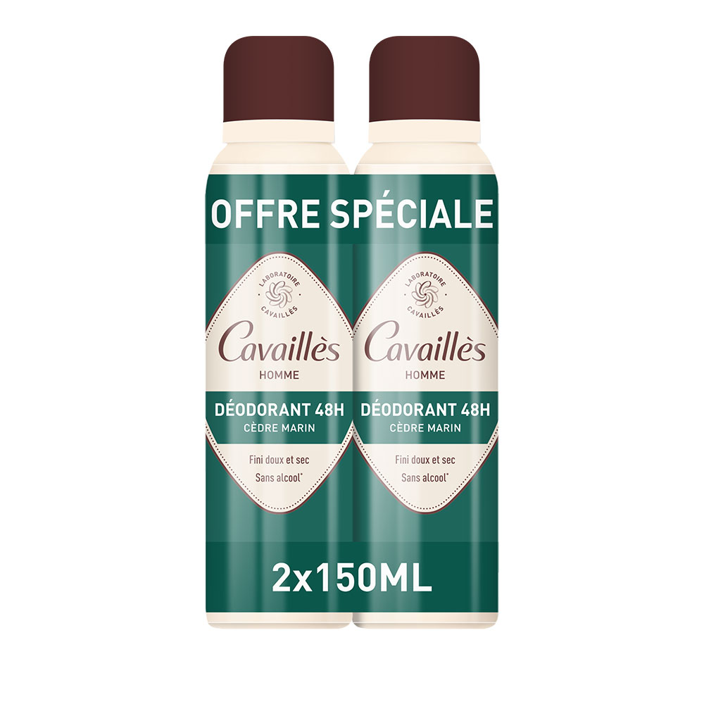 Cavaillès Deodorants Man 48H Freshness Spray 2x150ml