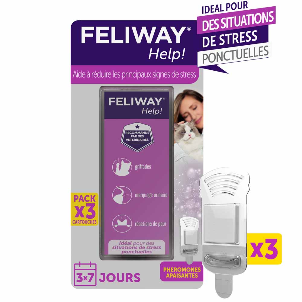 Feliway Help Calming Pheromone Diffuser Refill for Cats x3 cartridges