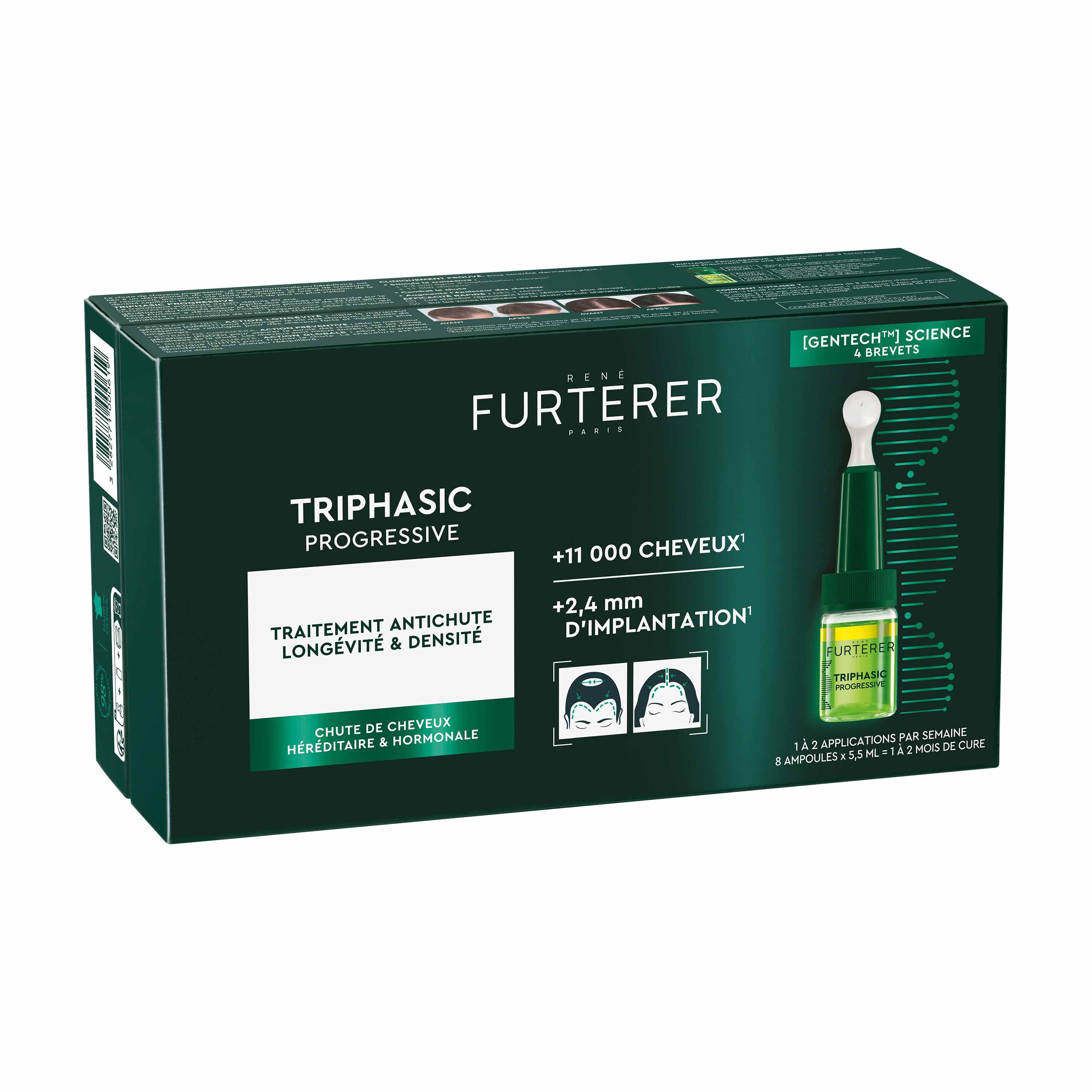 René Furterer Triphasic Progressive anti-hair loss treatment longer, denser hair 8 ampoules