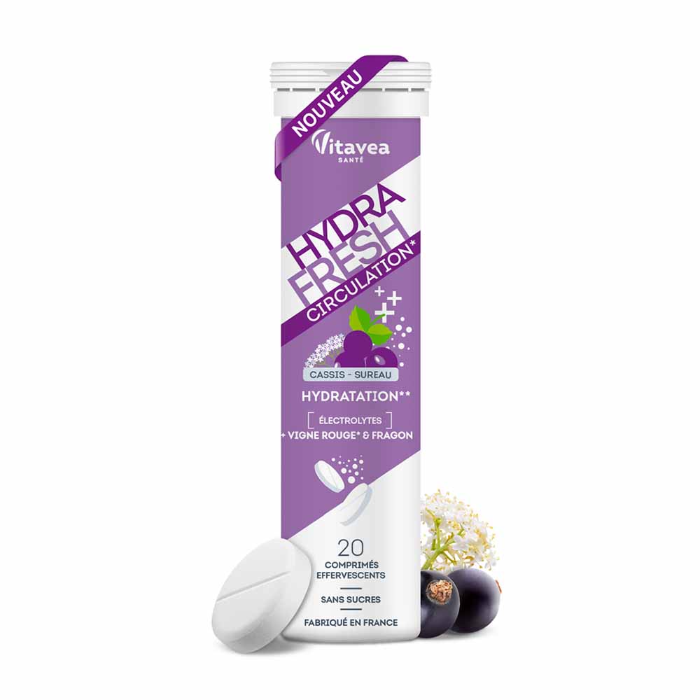 Vitavea Santé Red vine and butcher's broom hydration blackcurrant flavour 20 effervescent tablets