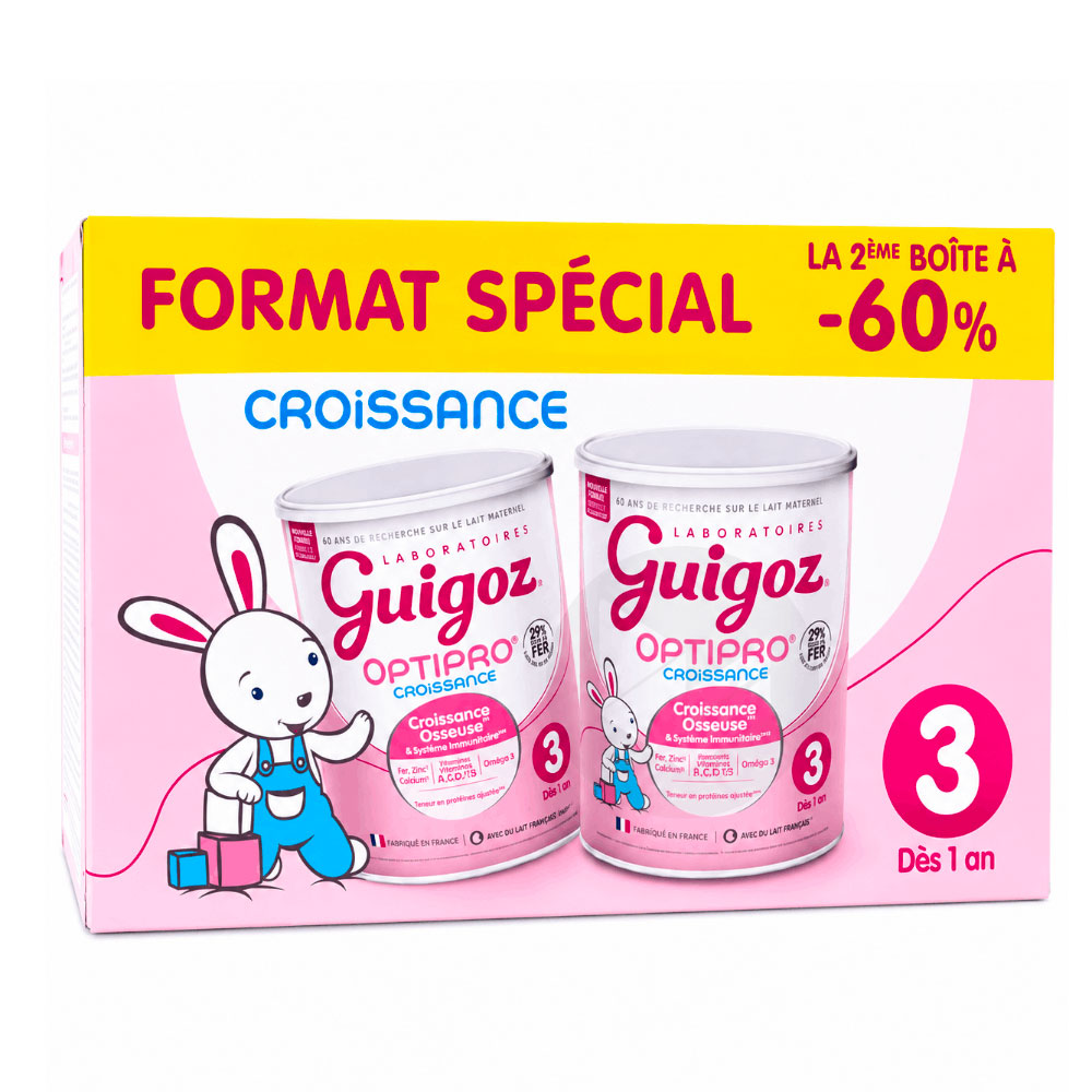 Guigoz Optipro Growth milk powder 3 special format from 1 year 2 x 780 g