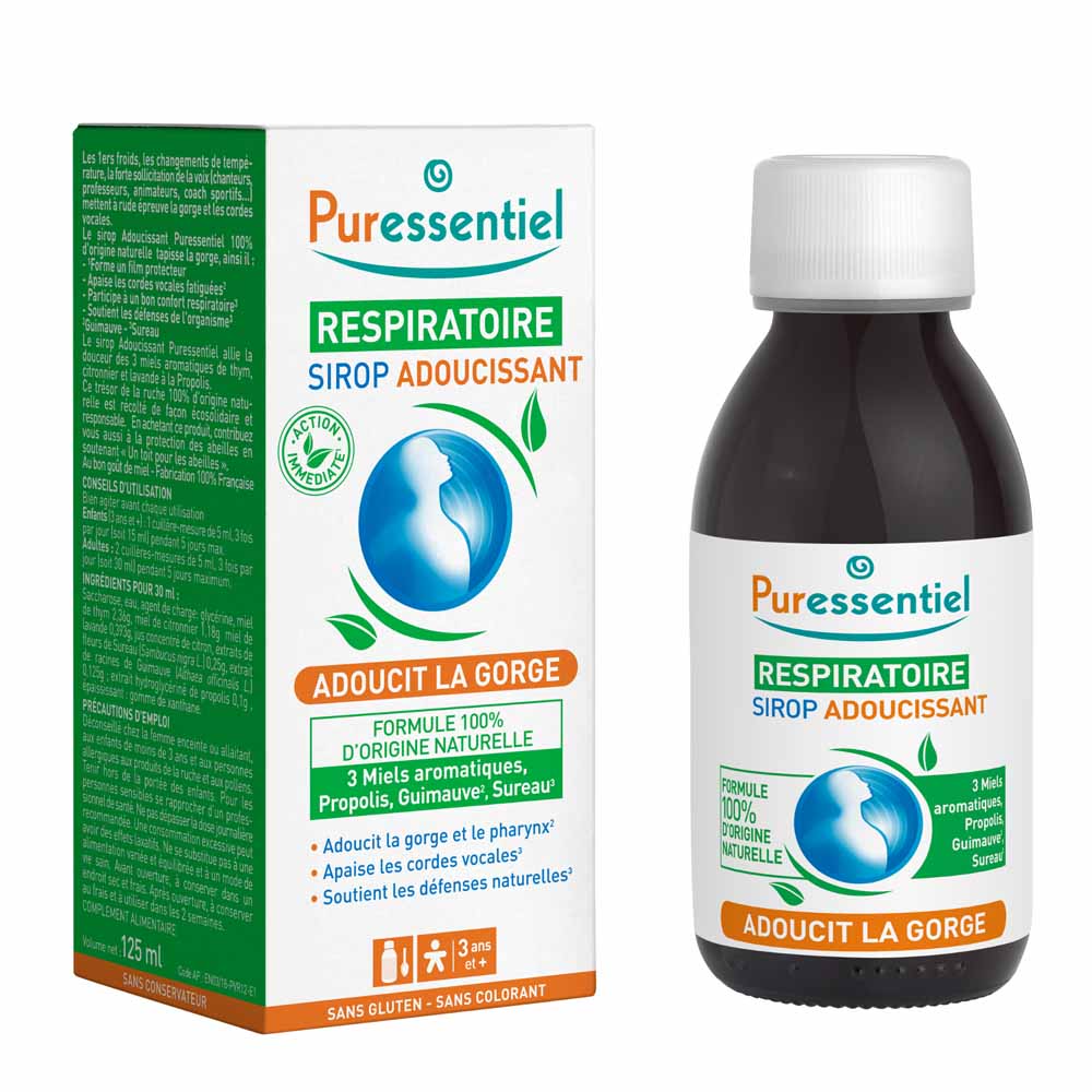 Puressentiel Respiratory Soothing throat syrup for respiratory comfort 125 ml