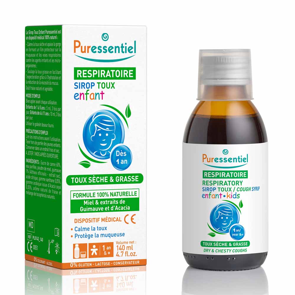 Puressentiel Respiratory Dry and Chesty Cough Syrups Children aged 1 and over 140ml