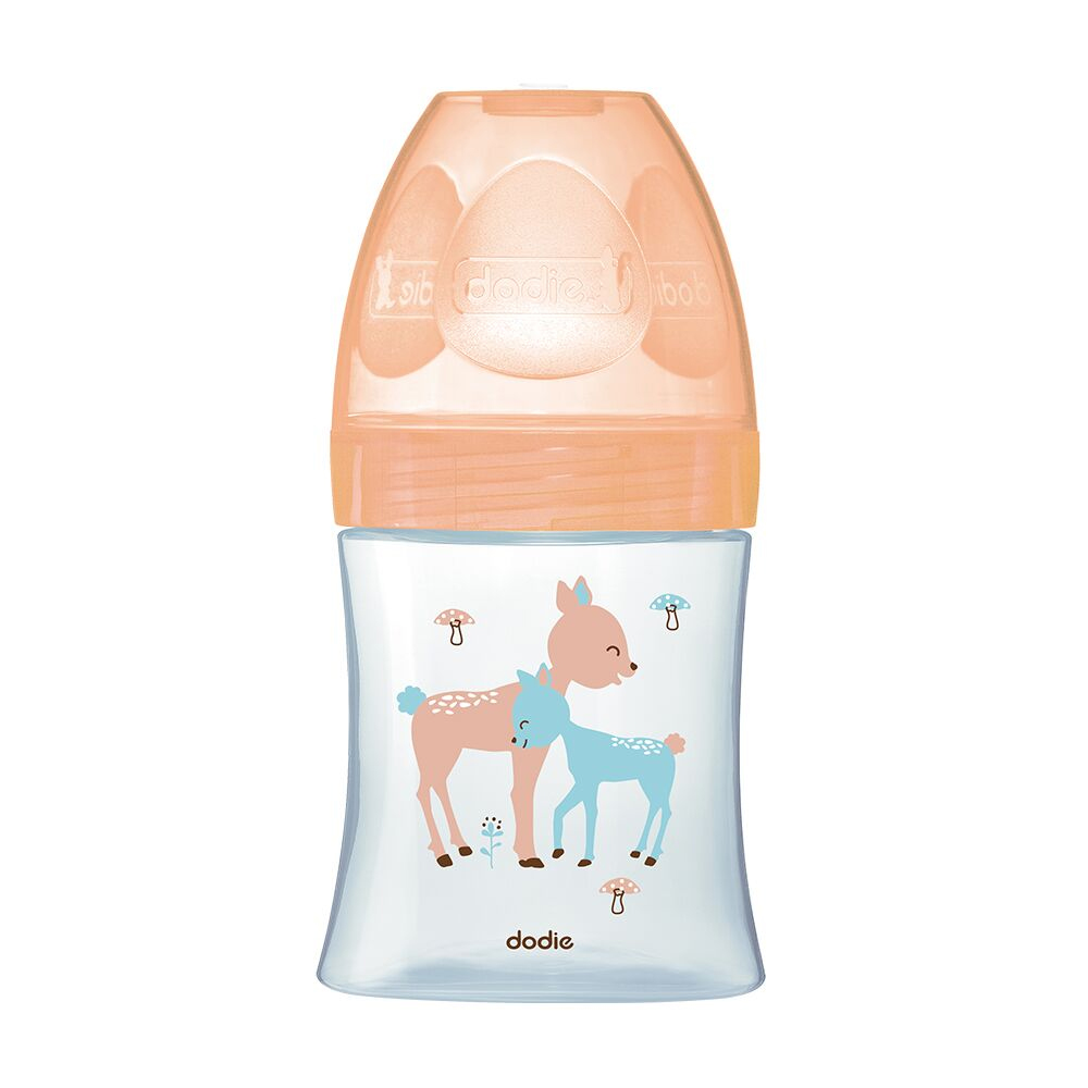 Dodie Sensation+ Baby Bottle Beige Cap Doe Patterns Slow Flow 1 0-6 Months 150ml