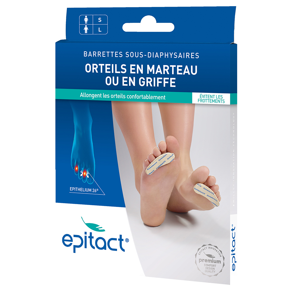 Epitact Barrettes for hammer or claw toe under diaphyseal epithelium