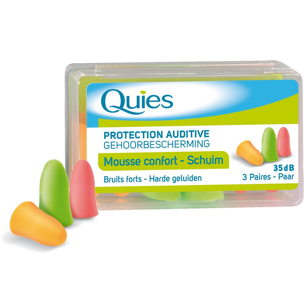 Quies Protection Comfortable Foam Earplugs 35db 3 Pairs
