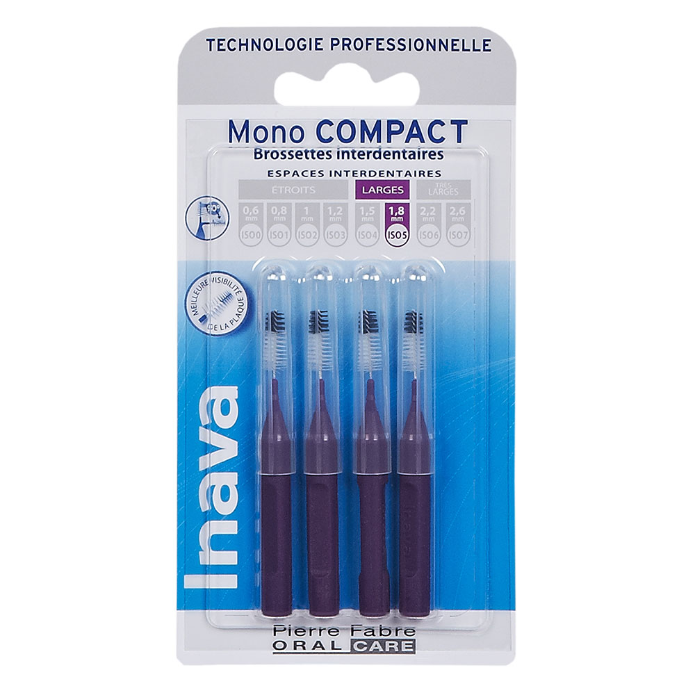 Inava Interdental brushes 1.8mm Violet X4 Mono Compact