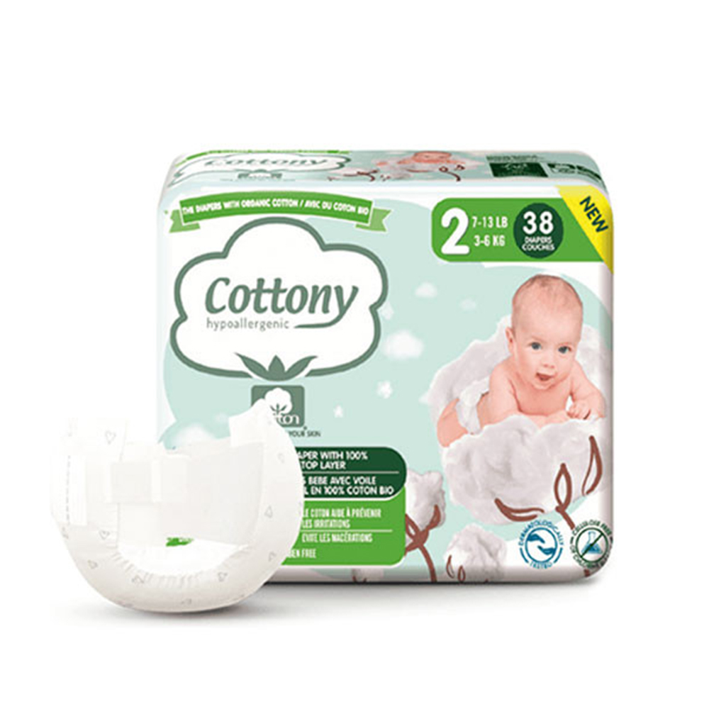 Cottony Bébé T2 nappies (3-6 Kg) x38