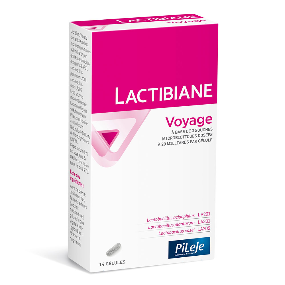 Pileje Lactibiane Travel gut flora support 14 capsules