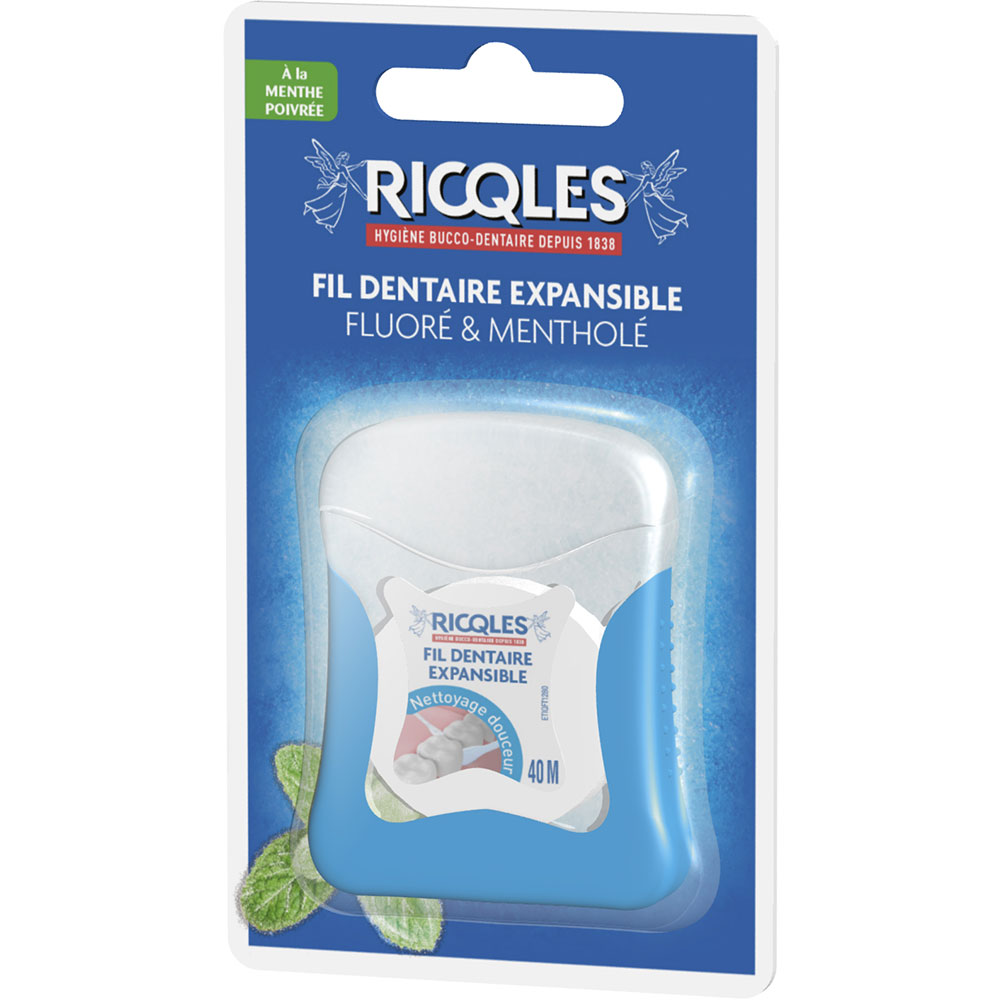 Ricqles Waxed Dental Floss Goût Mentholé x 40m