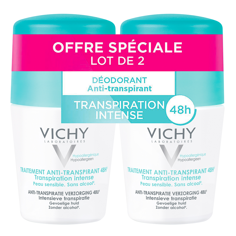 Vichy Deodorants 48h effective anti-perspirant for intense sweat roll-on sensitive skin 2 x 50 ml