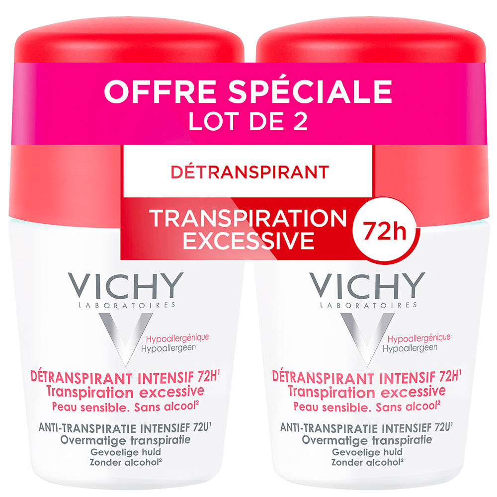 Vichy Deodorants Intensive 72-hour effective antiperspirant sensitive skin roll-on 2 x 50 ml