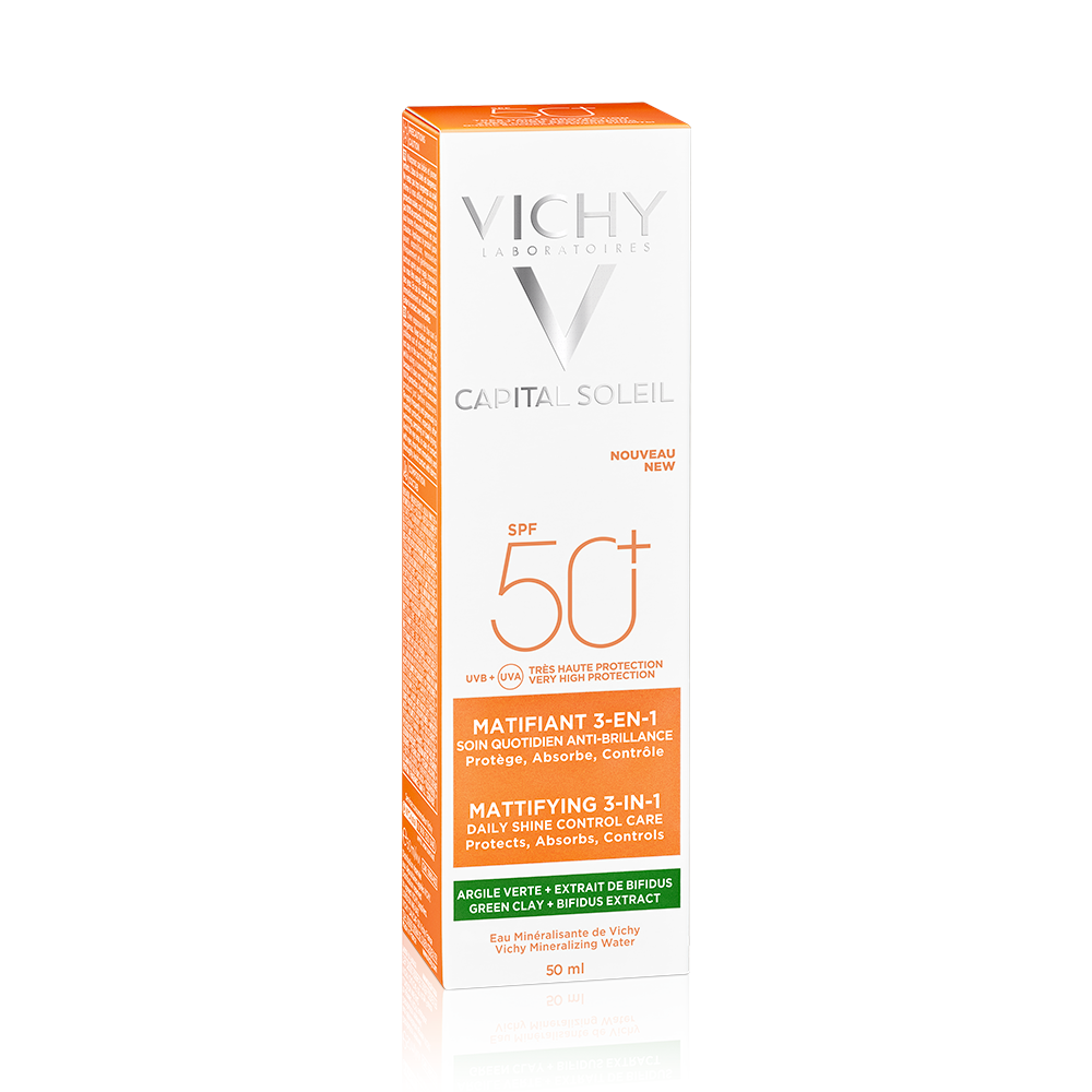 Vichy Capital Soleil Face mattifying sunscreen 3-in-1 with green clay SPF50+ 50 ml