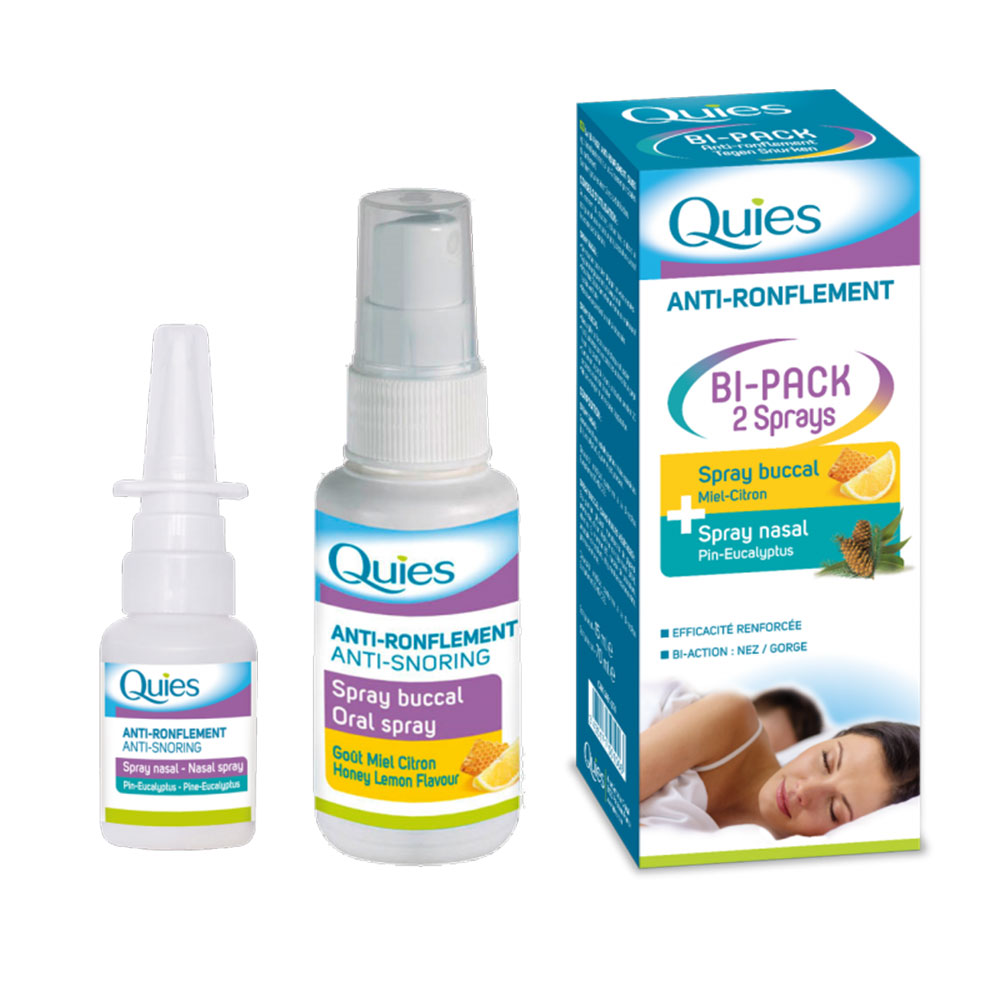 Quies Bi-pack Anti-ronflement Spray buccal 75ml + Nasal 15ml 75ml
