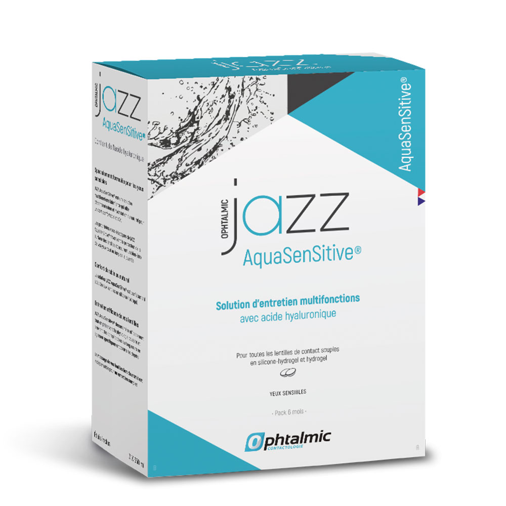Ophtalmic AquaSensitive Jazz multi-purpose solution for all types of soft contact lenses 3 x 350 ml