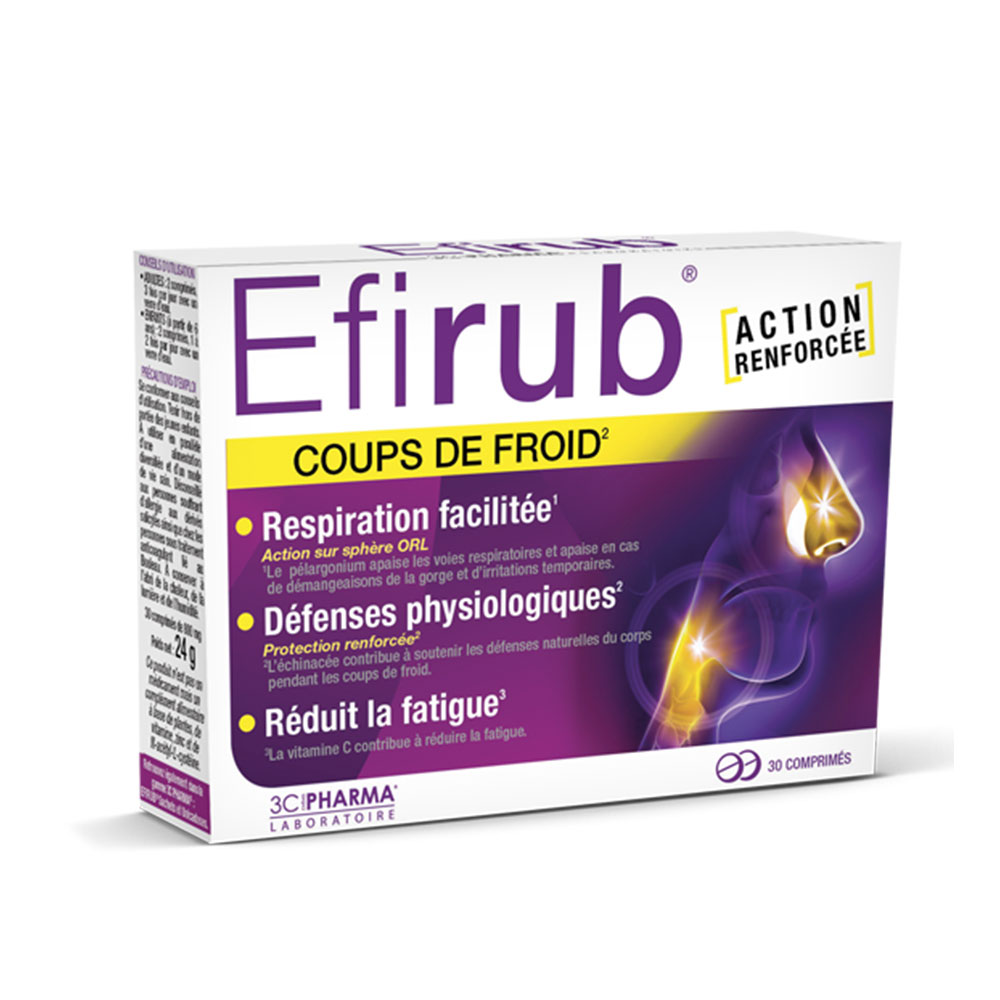 3C Pharma Efirub Cold snap Coups de froid 30 tablets