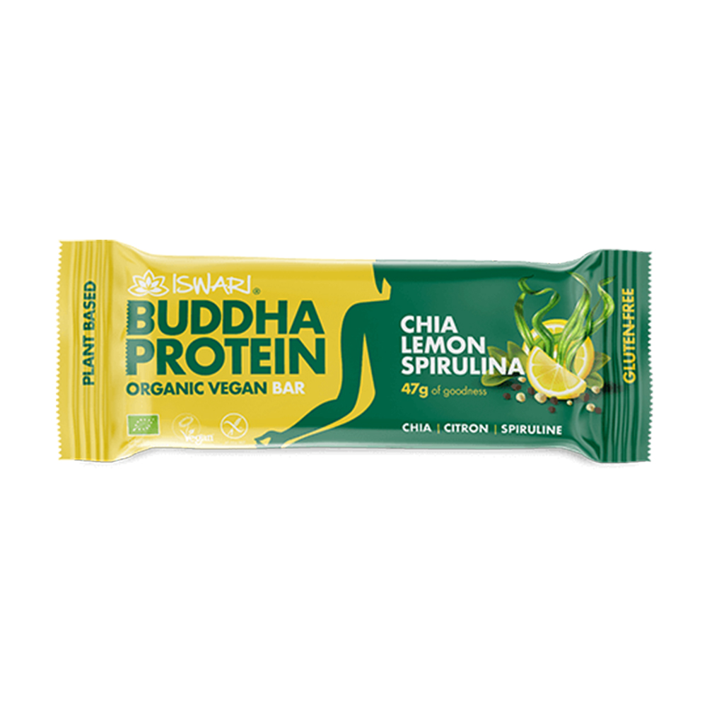 Iswari Energy bars Bouddha Proteins, Chia, Lemon &amp; Spirulina Bioes 47g