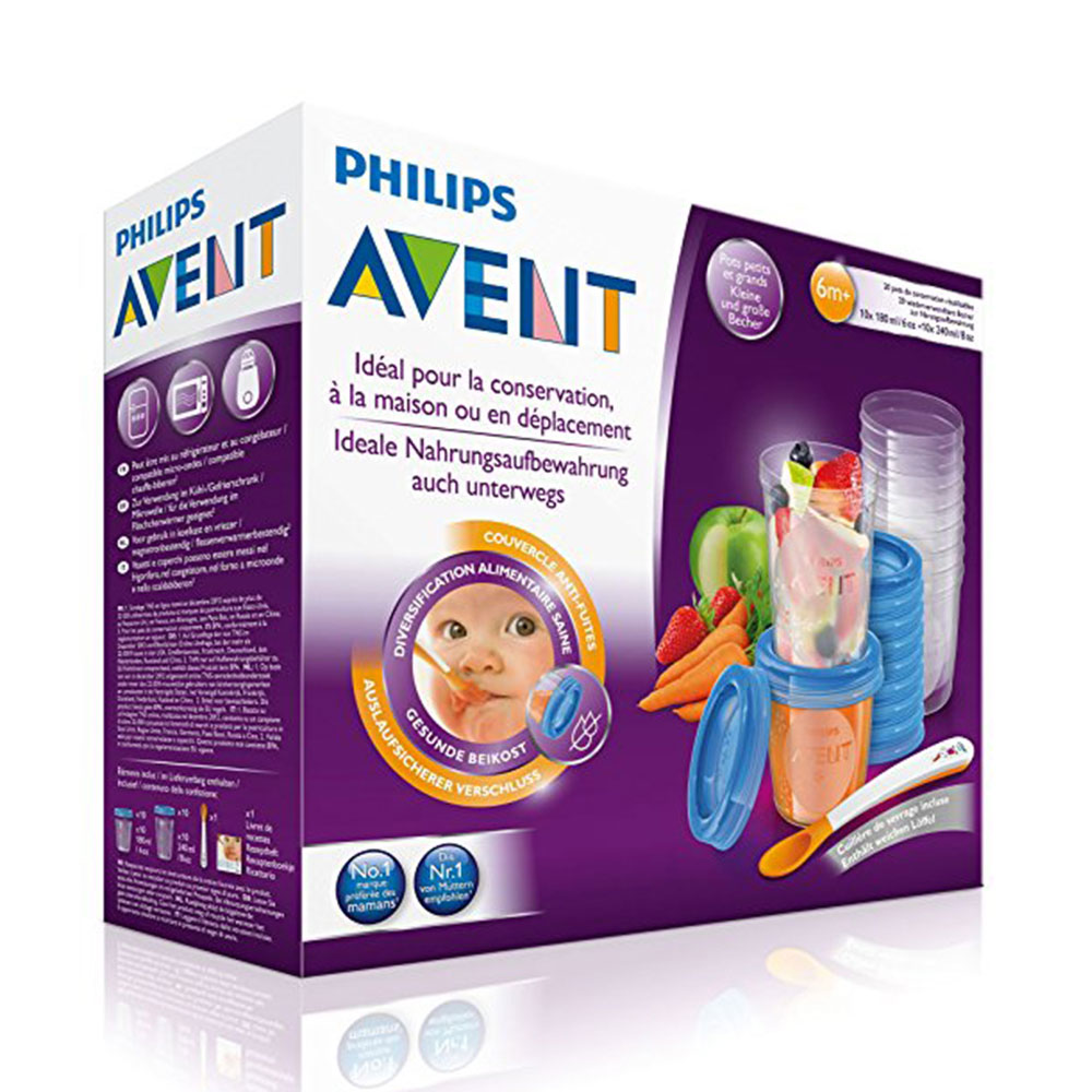 Avent Accessories Storage jars + weaning spoon 6 months and Plus