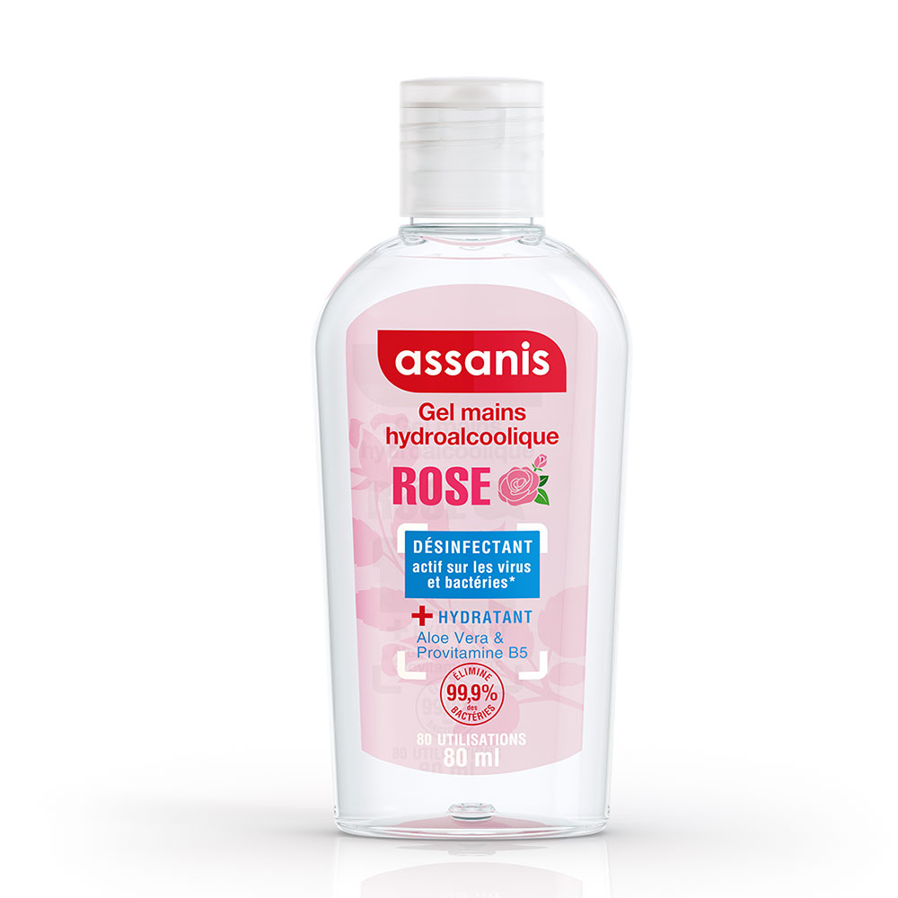 Assanis Perfumed Pocket Hand sanitising gel rose-scented 80 ml