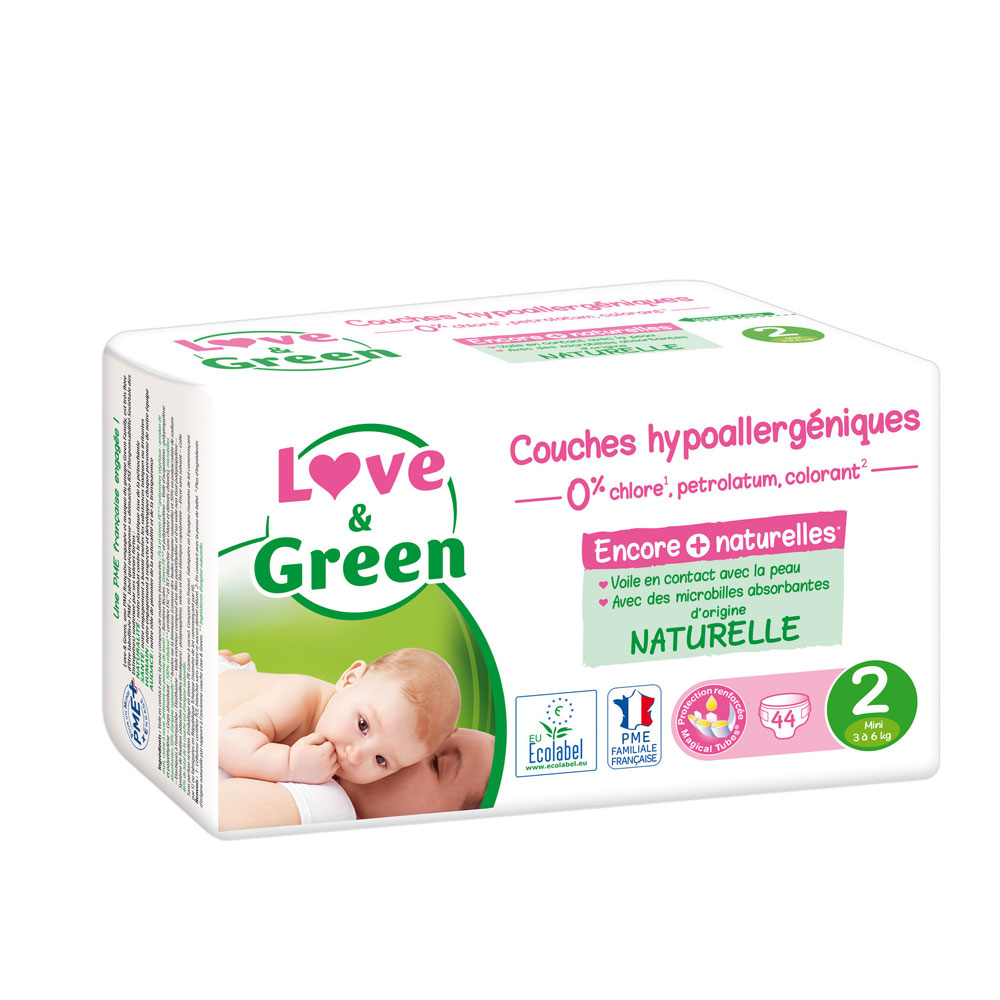 Love&Green Hypoallergenic nappies Size 2 3 to 6kg x44