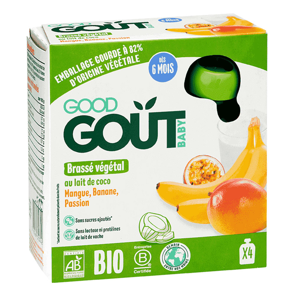 Good Gout Dessert Brassé Végétal Gourds with Coco Milk, Mango, Banana, Passion Bioes From 6 months 4x85g