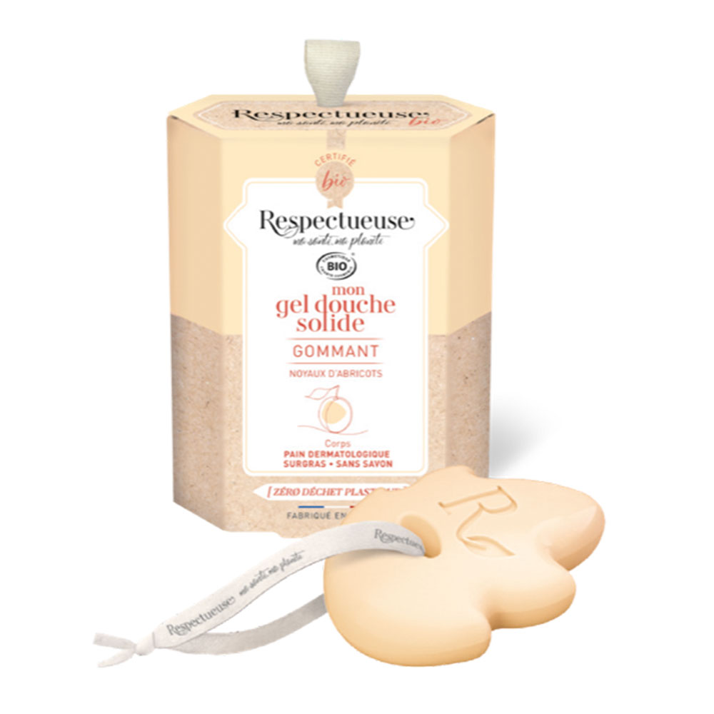 Respectueuse Organic Solid Shower Gel Body Scrub Perfumes Almond 75g